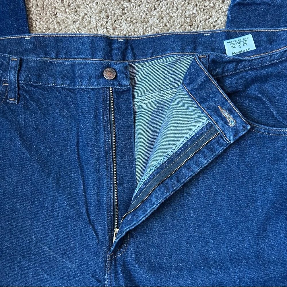 Men’s Rustler Dark Wash Denim Regular Fit Jeans Size 42x32 |C65 - Picture 4 of 12